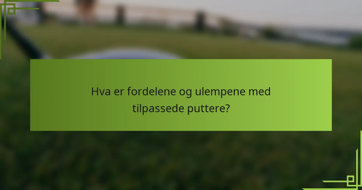 Hva er fordelene og ulempene med tilpassede puttere?