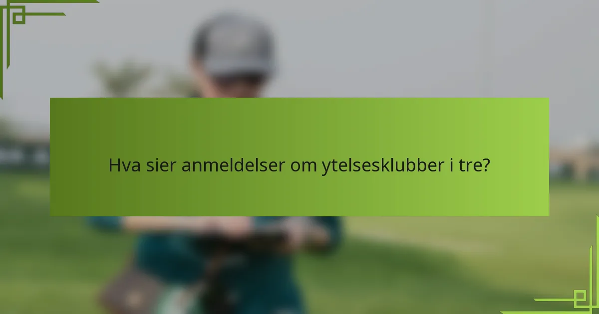 Hva sier anmeldelser om ytelsesklubber i tre?
