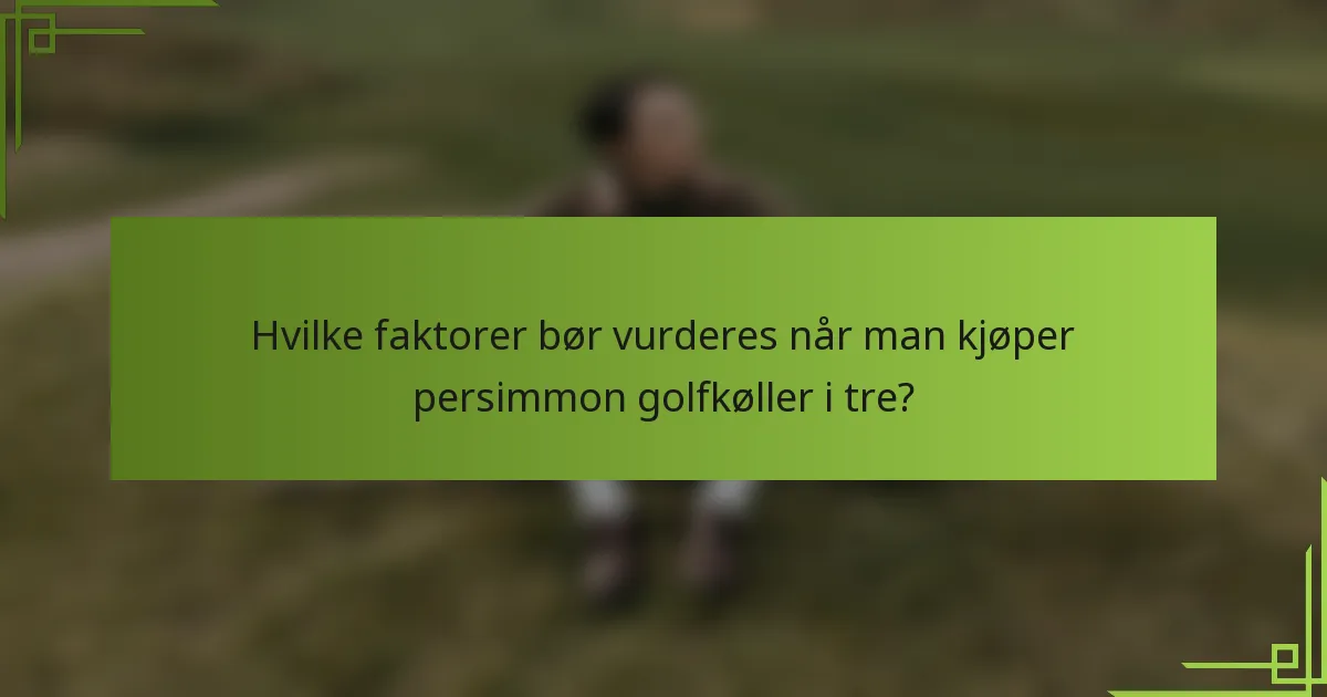 Hvilke faktorer bør vurderes når man kjøper persimmon golfkøller i tre?
